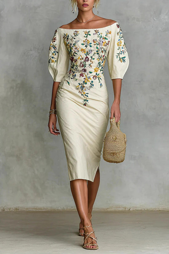 Floral Off-Shoulder Casual Bodycon Dress