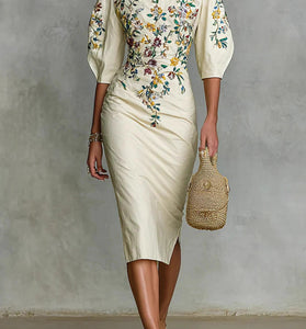 Floral Off-Shoulder Casual Bodycon Dress