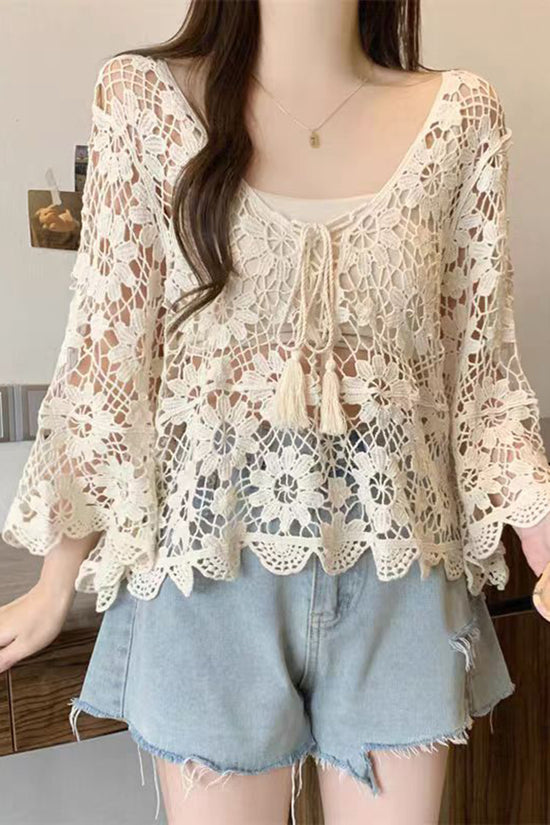 Floral Lace Crochet Blouse