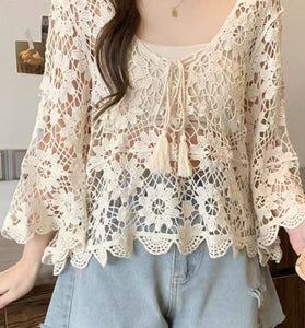 Floral Lace Crochet Blouse