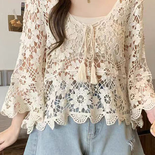 Floral Lace Crochet Blouse