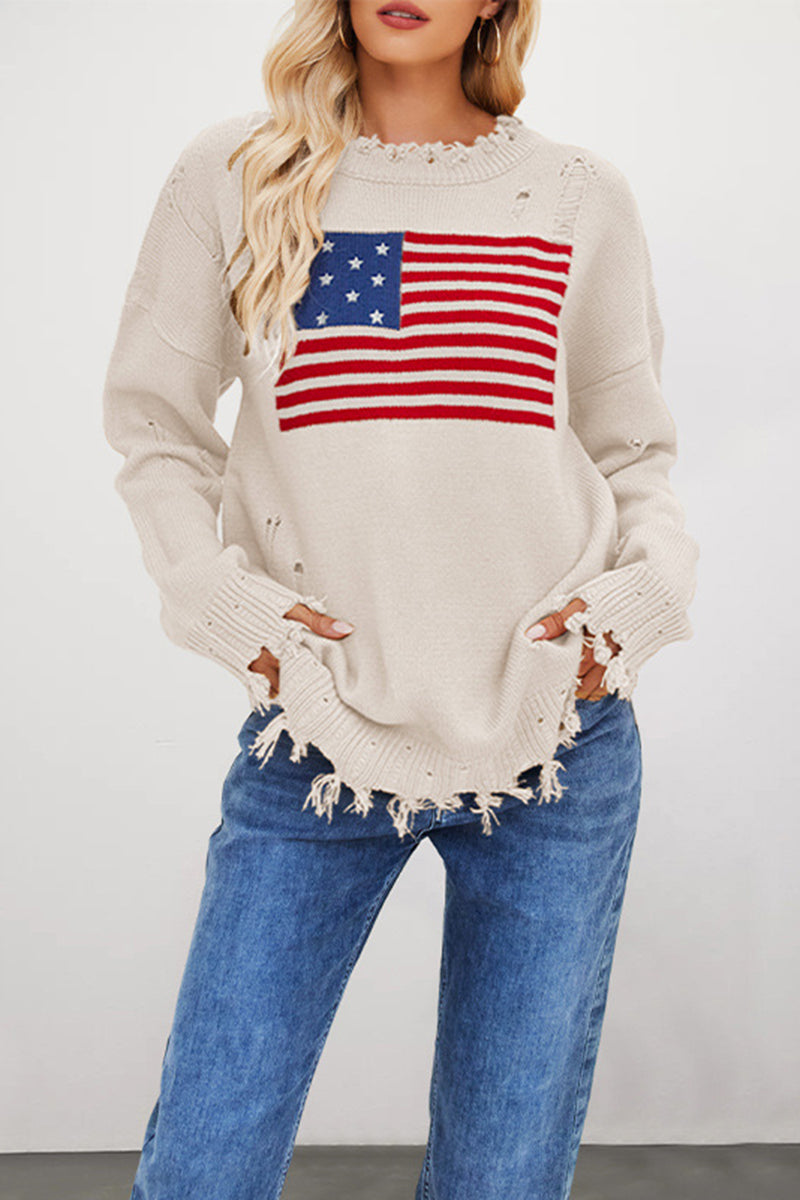 Distressed American Flag Sweater