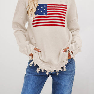 Distressed American Flag Sweater