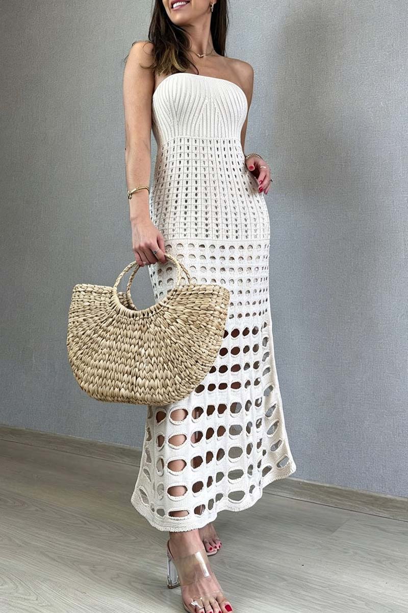Strapless Hollow-Out Maxi Dress