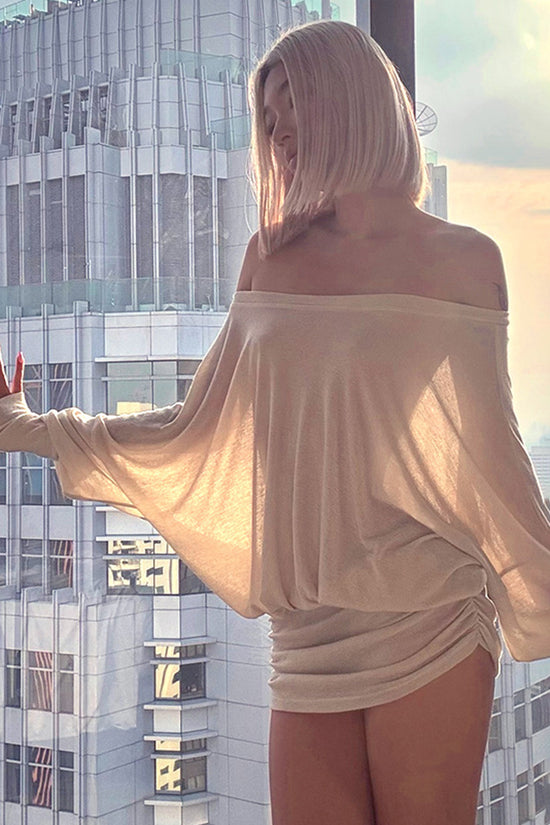 Off-Shoulder Ruched Casual Dress