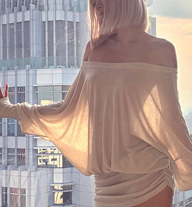 Off-Shoulder Ruched Casual Dress