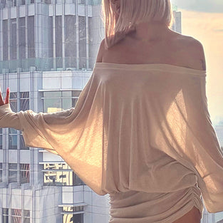 Off-Shoulder Ruched Casual Dress