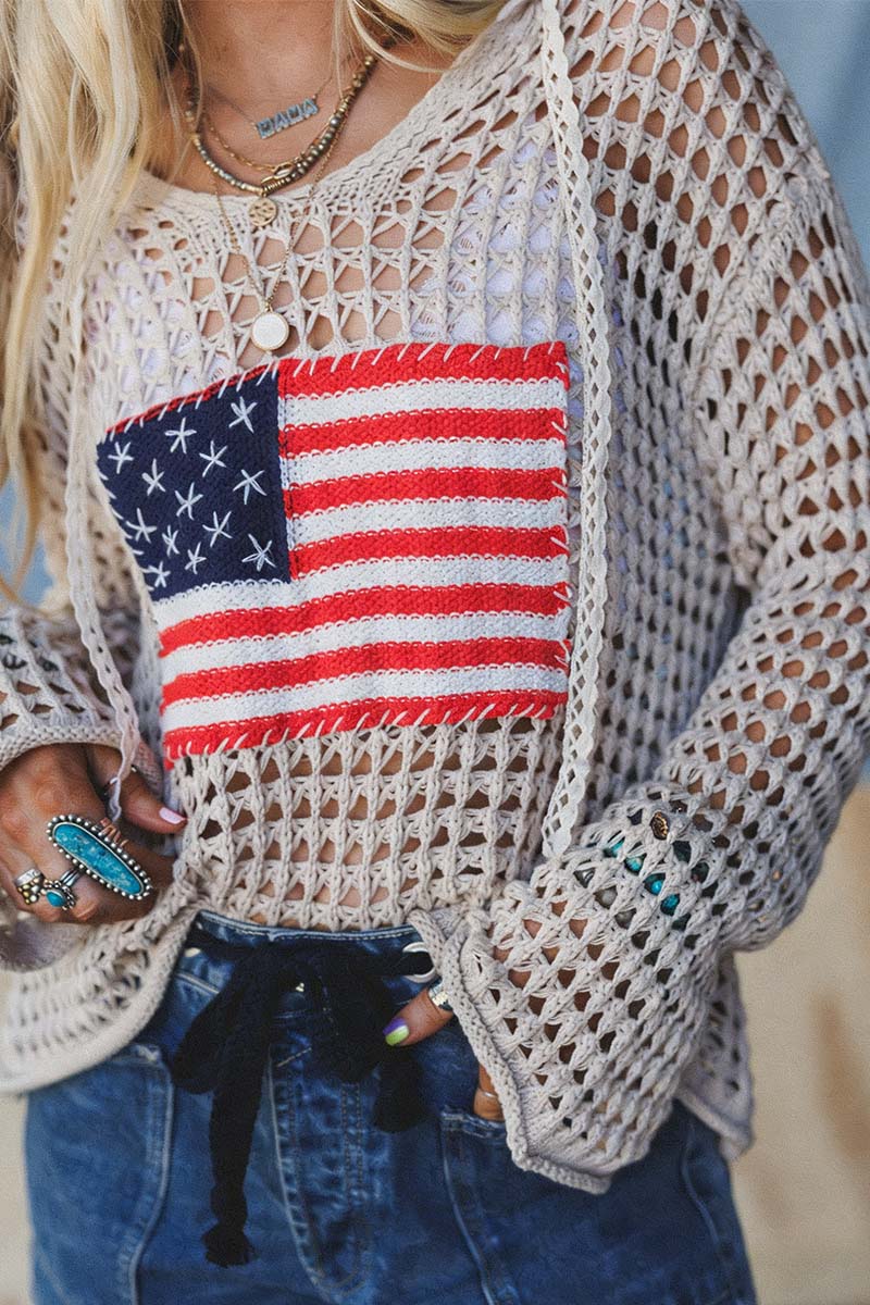 Mesh Knit Flag Sweater