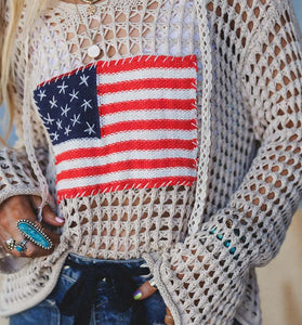 Mesh Knit Flag Sweater