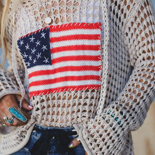 Mesh Knit Flag Sweater