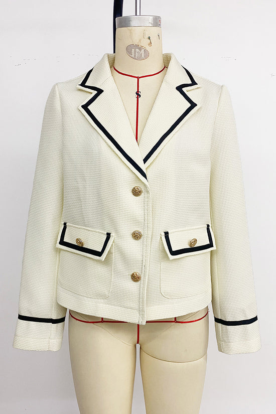 Contrast Trim Single-Breasted Blazer