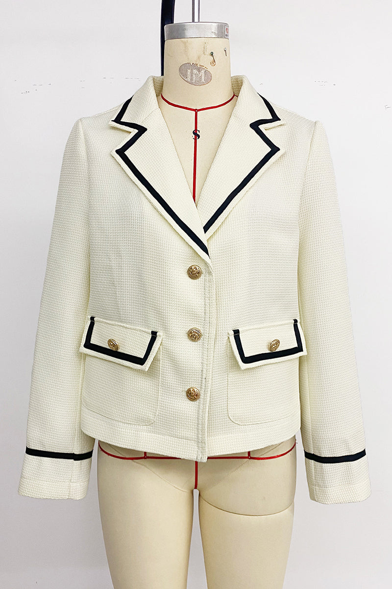 Contrast Trim Single-Breasted Blazer