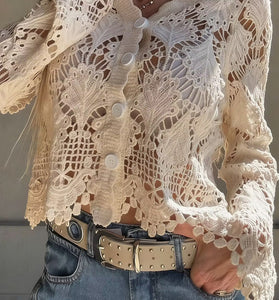 Elegant Lace Button-Up Cardigan