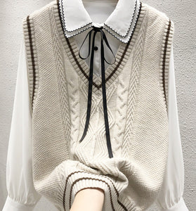 V-Neck Cable Knit Sweater Vest