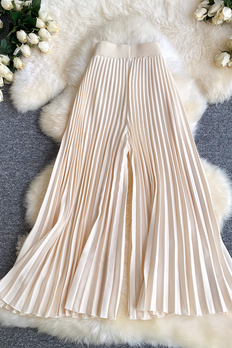 Pleated Wide-Leg Casual Pants