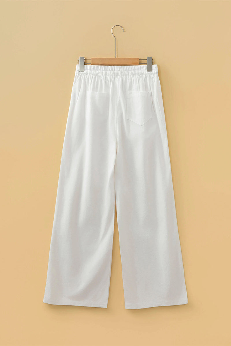 Drawstring Pleated Wide Leg Pants