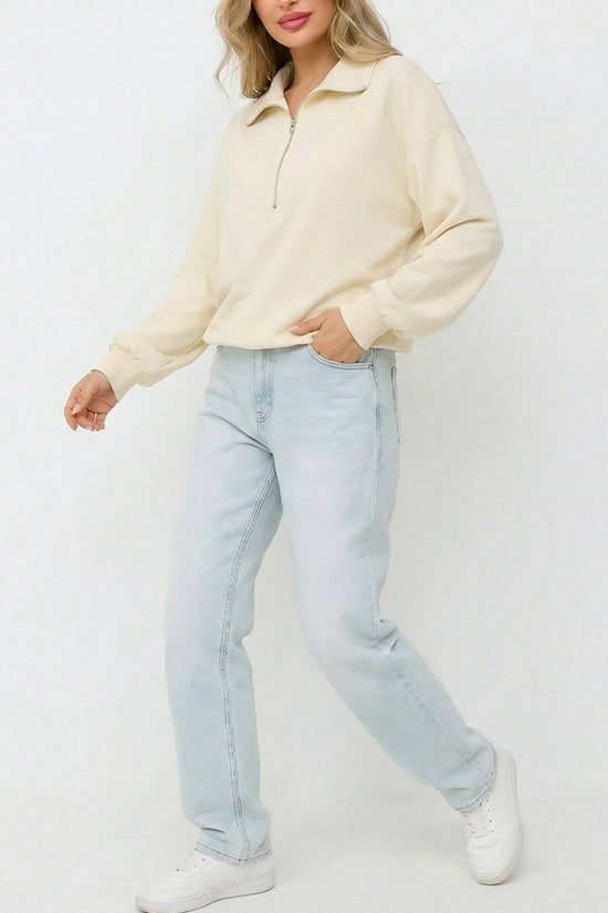 High Collar Zip-Up Sweatshirt