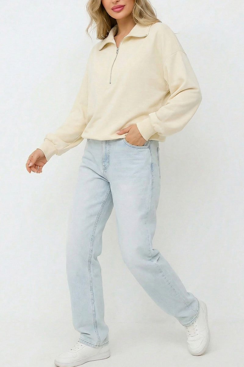 High Collar Zip-Up Sweatshirt