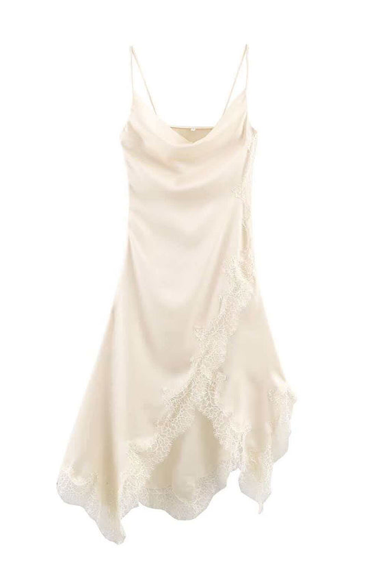 Asymmetrical Lace Hem Casual Dress
