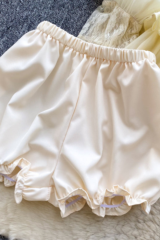 Elegant Ruffled Dress with Inner Shorts