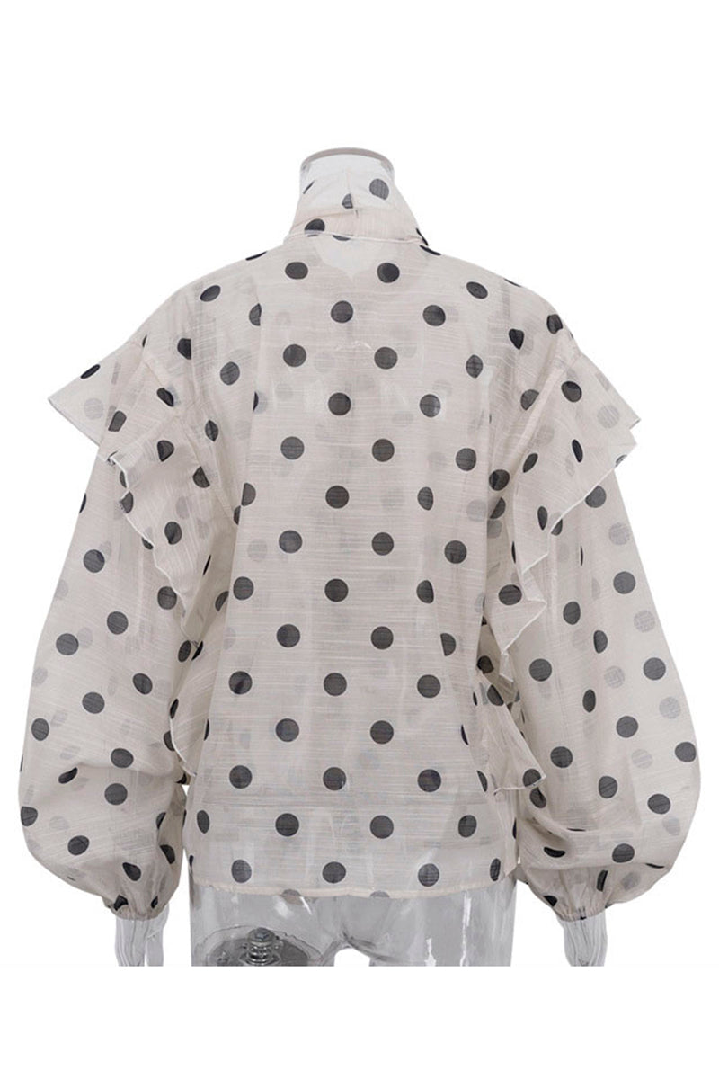 Heart Pattern Ruffled Blouse