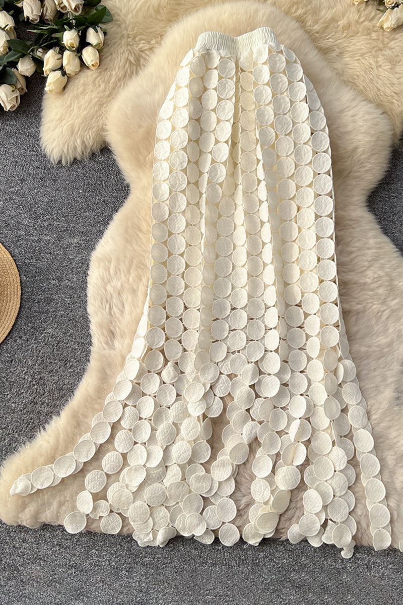 Elegant Circle Pattern Midi Skirt