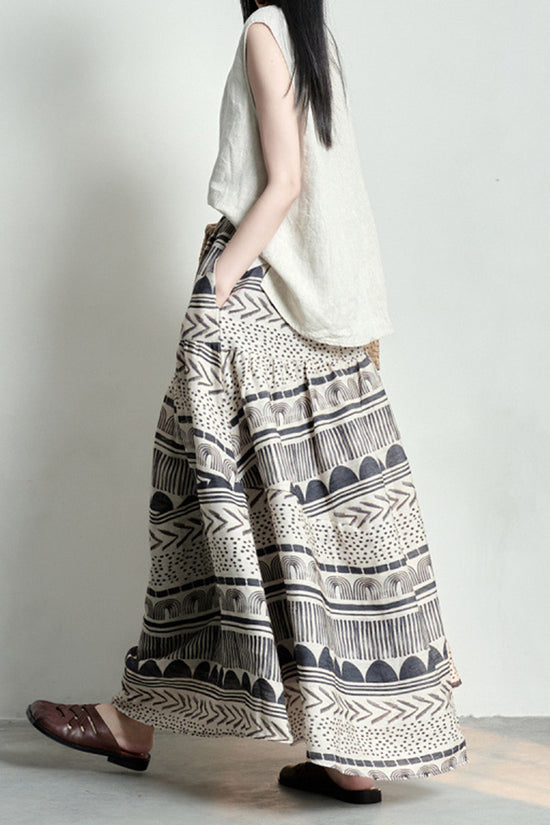 Artistic Pattern Midi Skirt