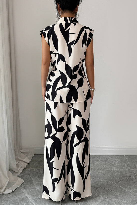 Bold Print Sleeveless Pants Set