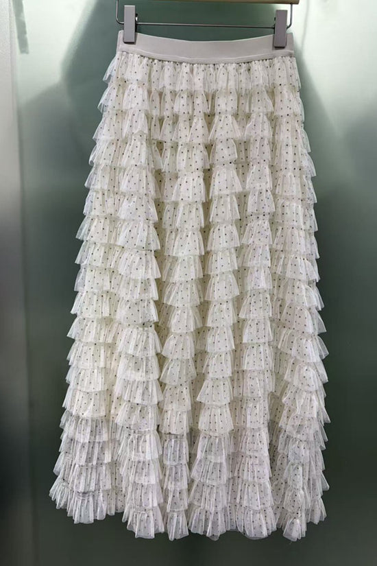 Layered Midi Skirt with Ruffle Charm