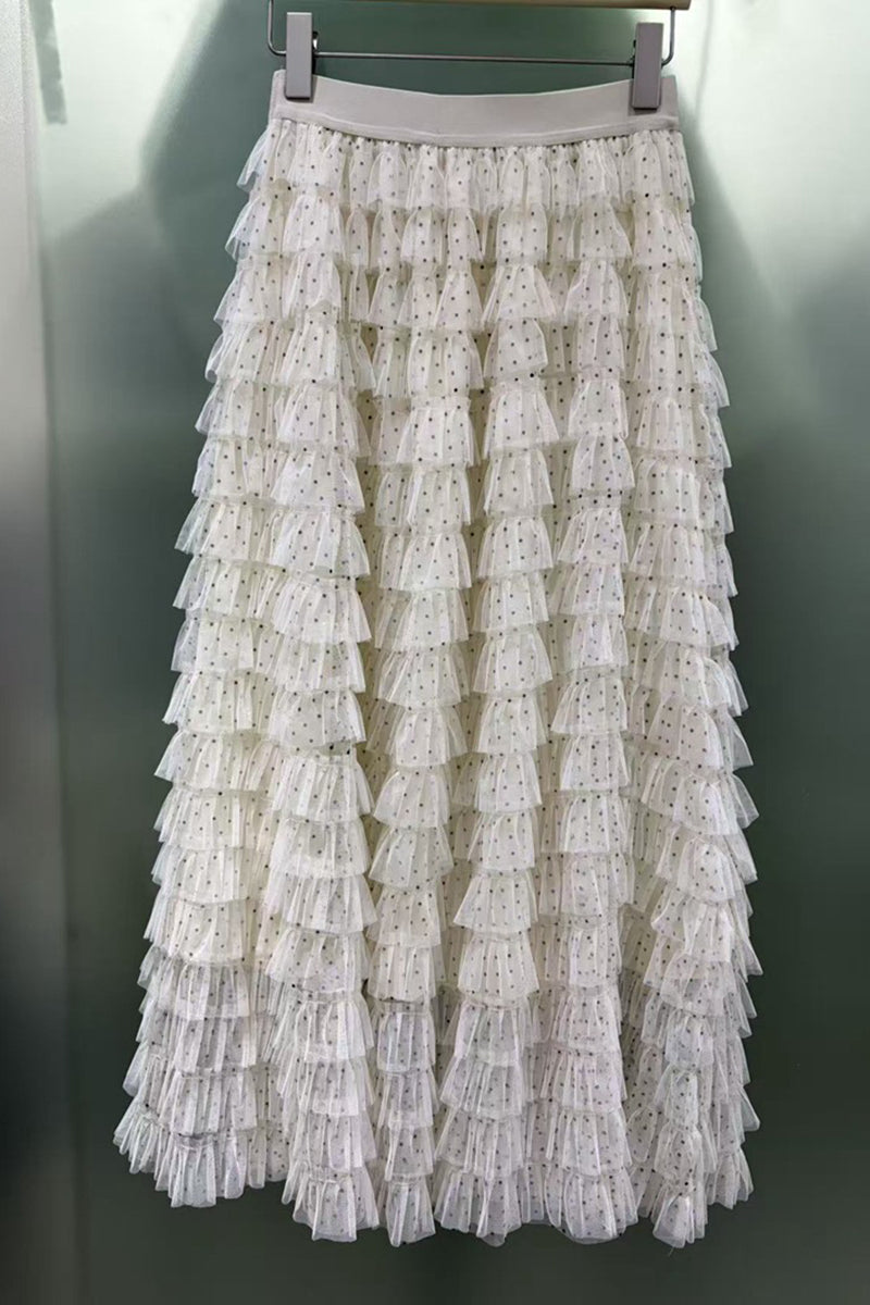 Layered Midi Skirt with Ruffle Charm