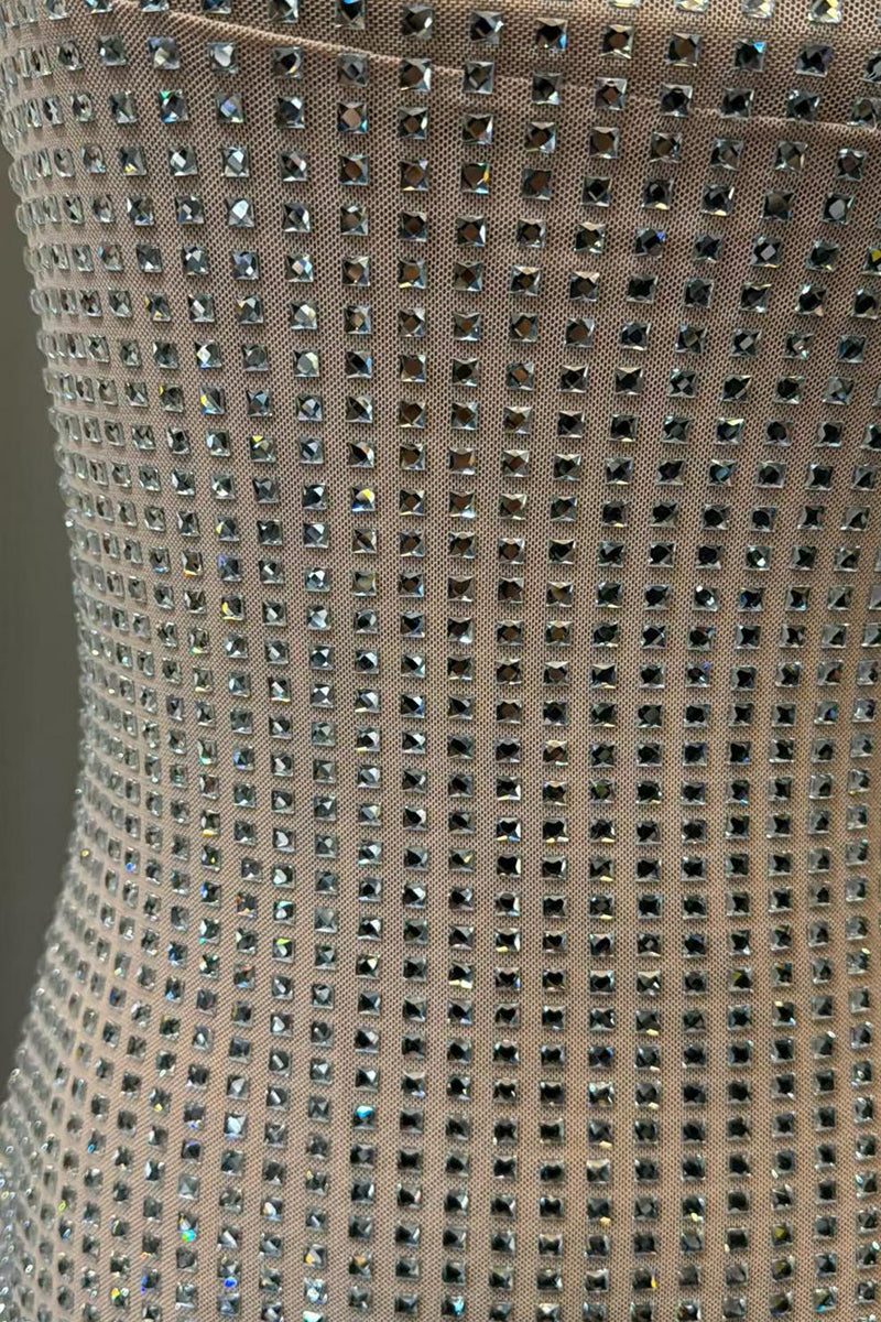Rhinestone Halter Mini Dress