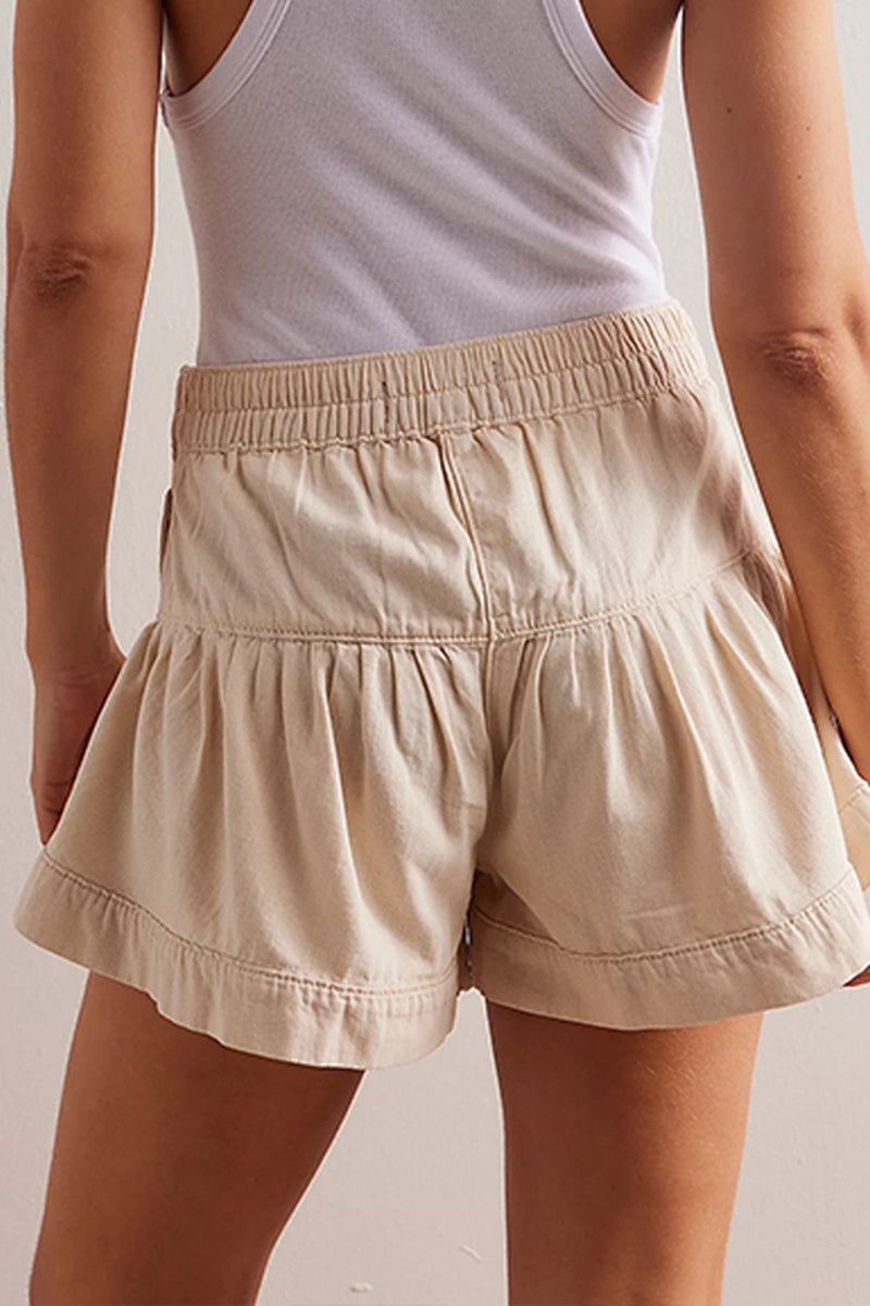 Button-Up High-Waist Denim Shorts