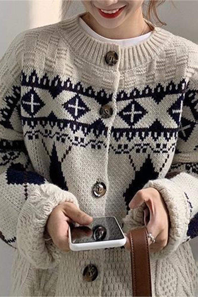 Geometric Pattern Oversized Cardigan