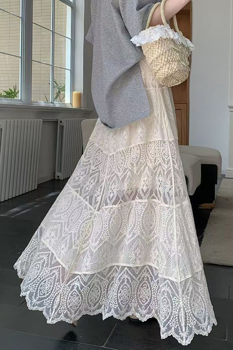 Elegant Sheer Lace Skirt