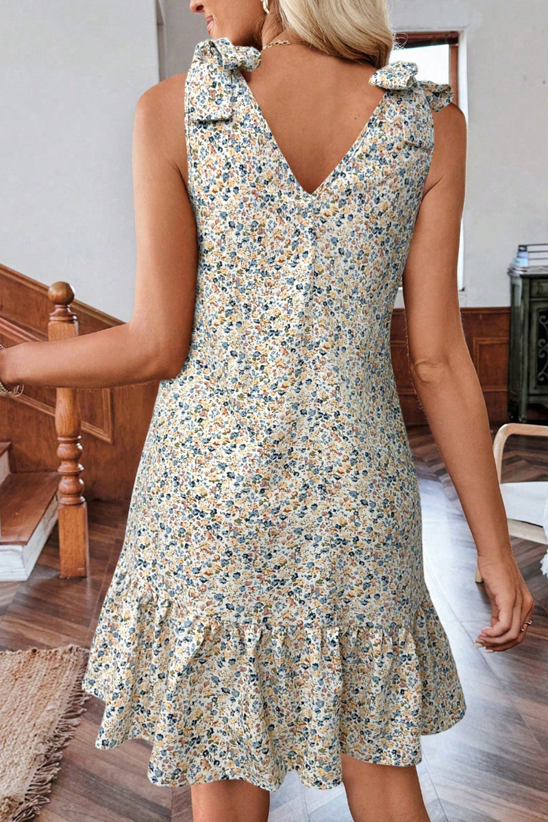 Floral Sleeveless Ruffle Hem Dress