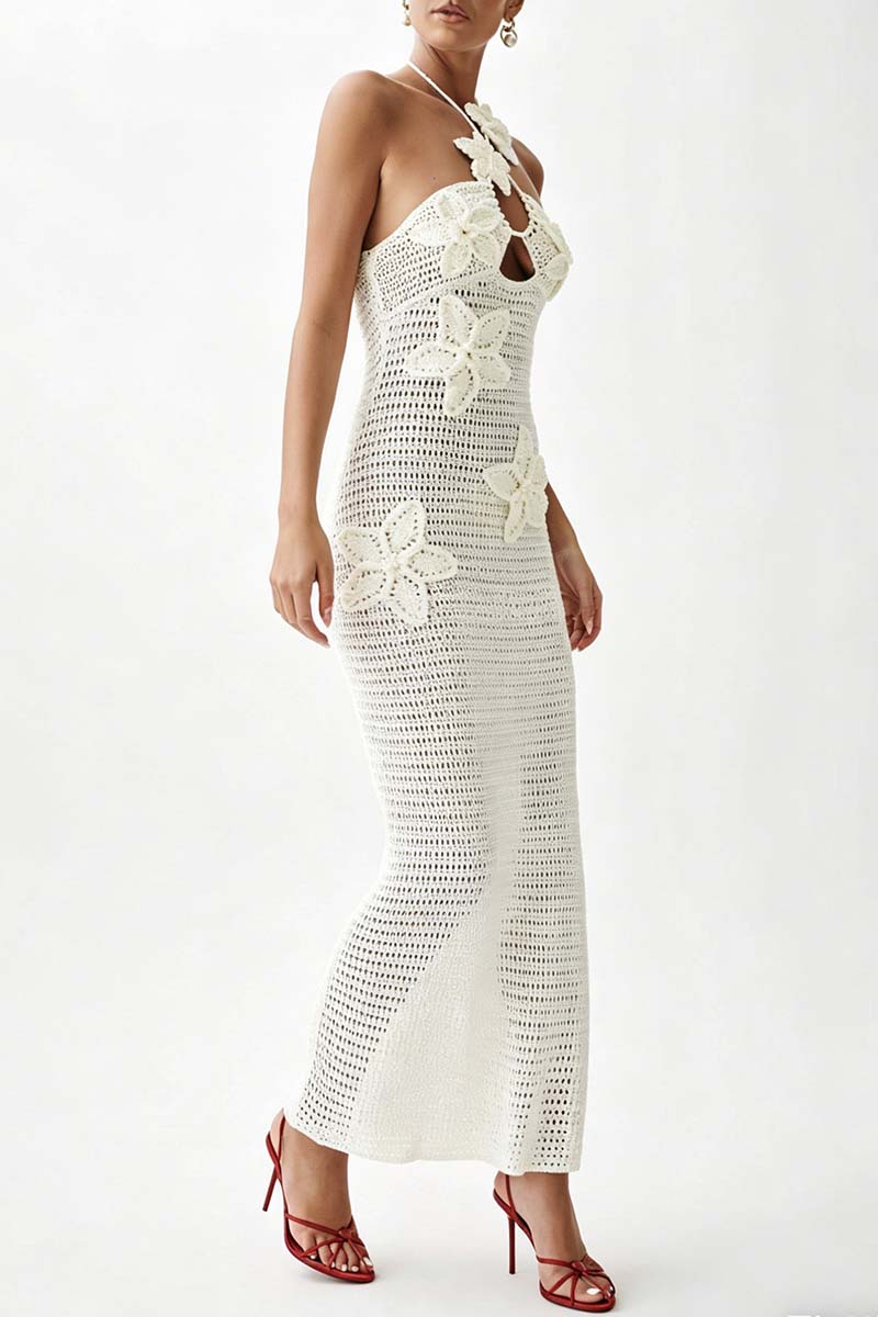 Sleeveless Knit Halter Maxi Dress