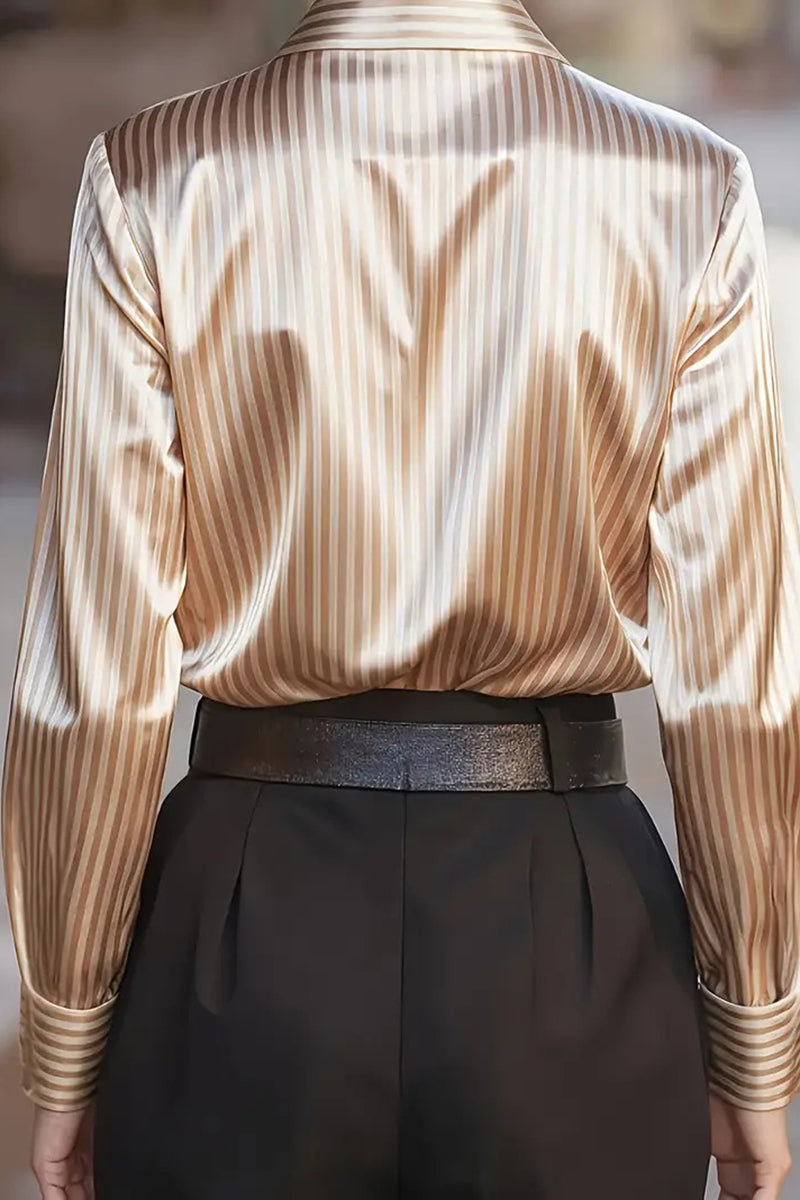 Striped Long Sleeve Button-Up Blouse