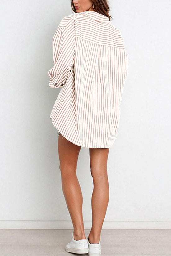 Striped Oversized Shirt and Shorts Set
