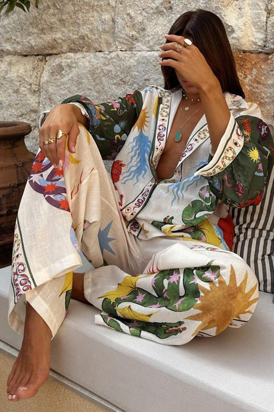 Abstract Print Relaxed Pants Set