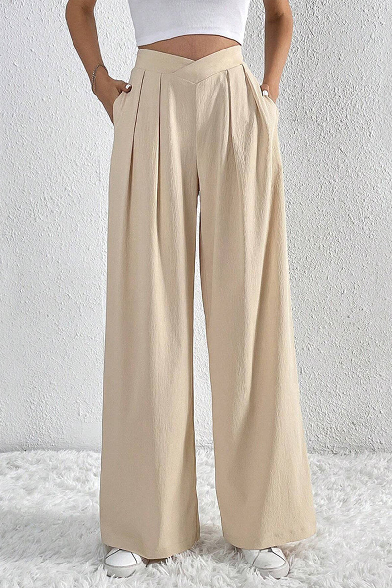 High Waist Wide Leg Casual Trousers