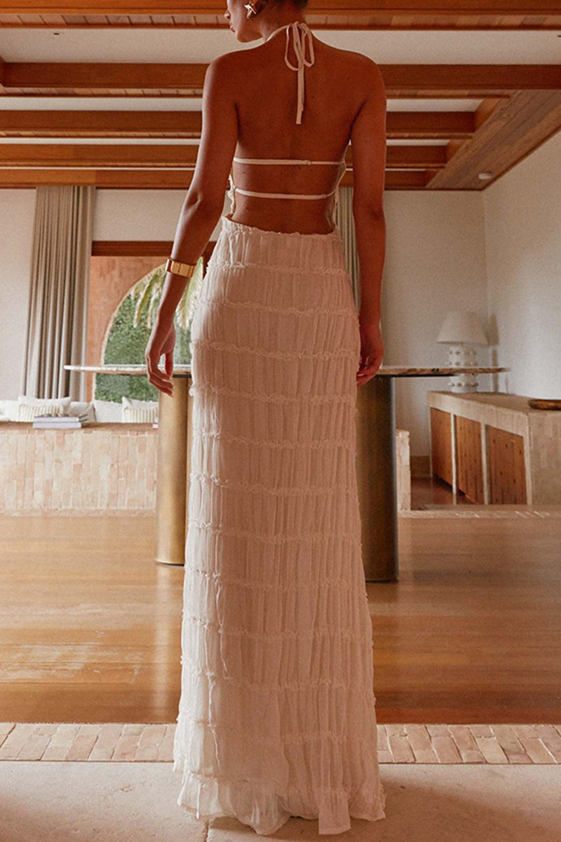 Textured Halter Midi Dress