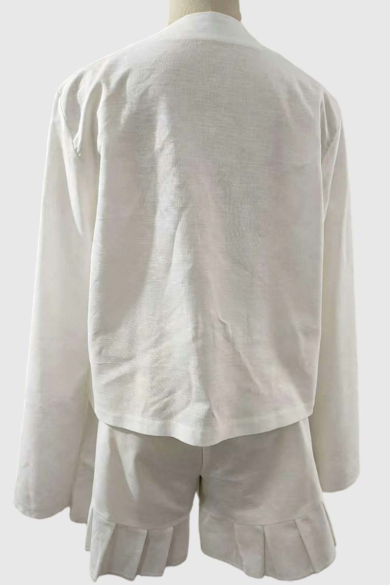 Tie-Front Bell Sleeve Shorts Set