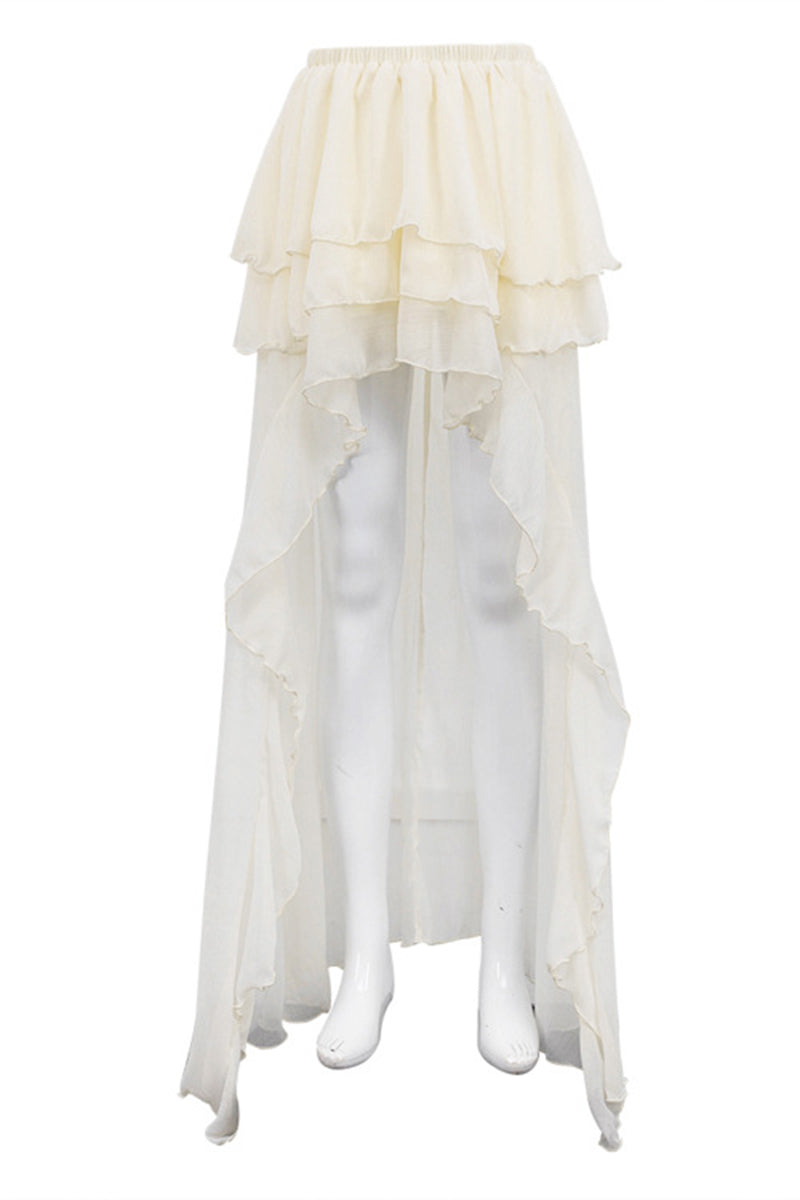 Layered Ruffle High-Low Skirt