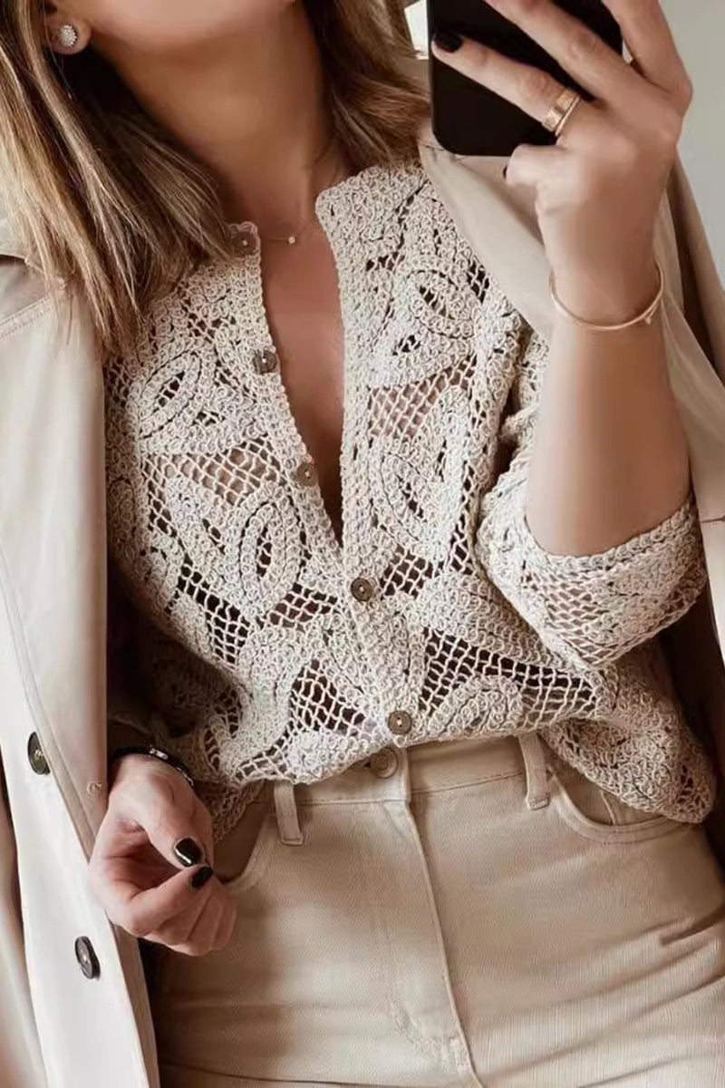 Elegant Knit Long Sleeve Blouse