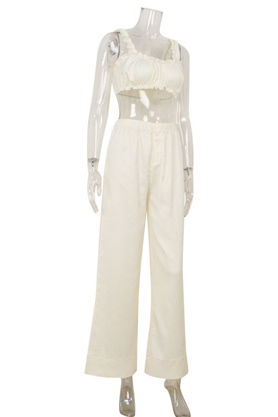 Elegant Sleeveless Cropped Top Lounge Set