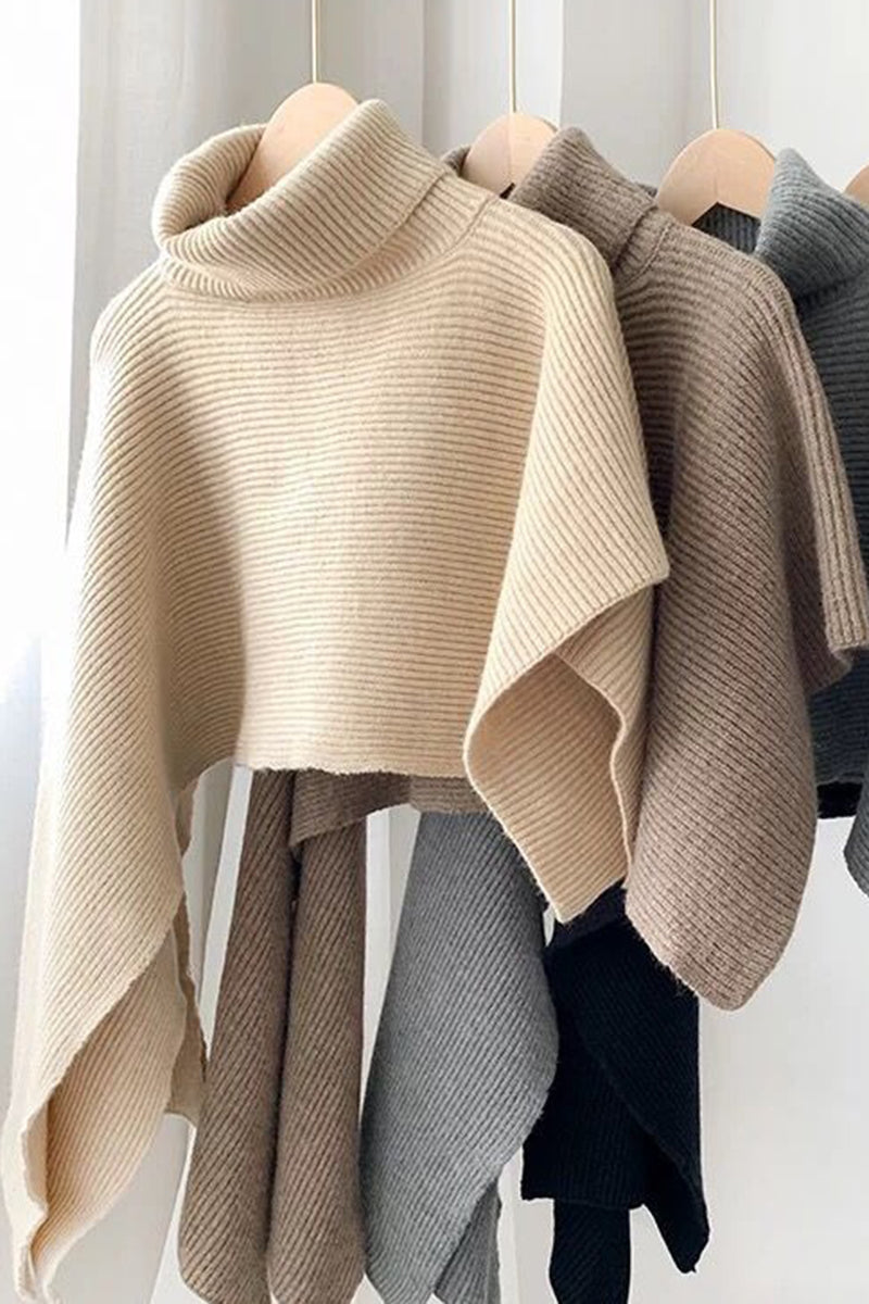 Turtleneck Knit Cape Shrug