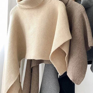 Turtleneck Knit Cape Shrug