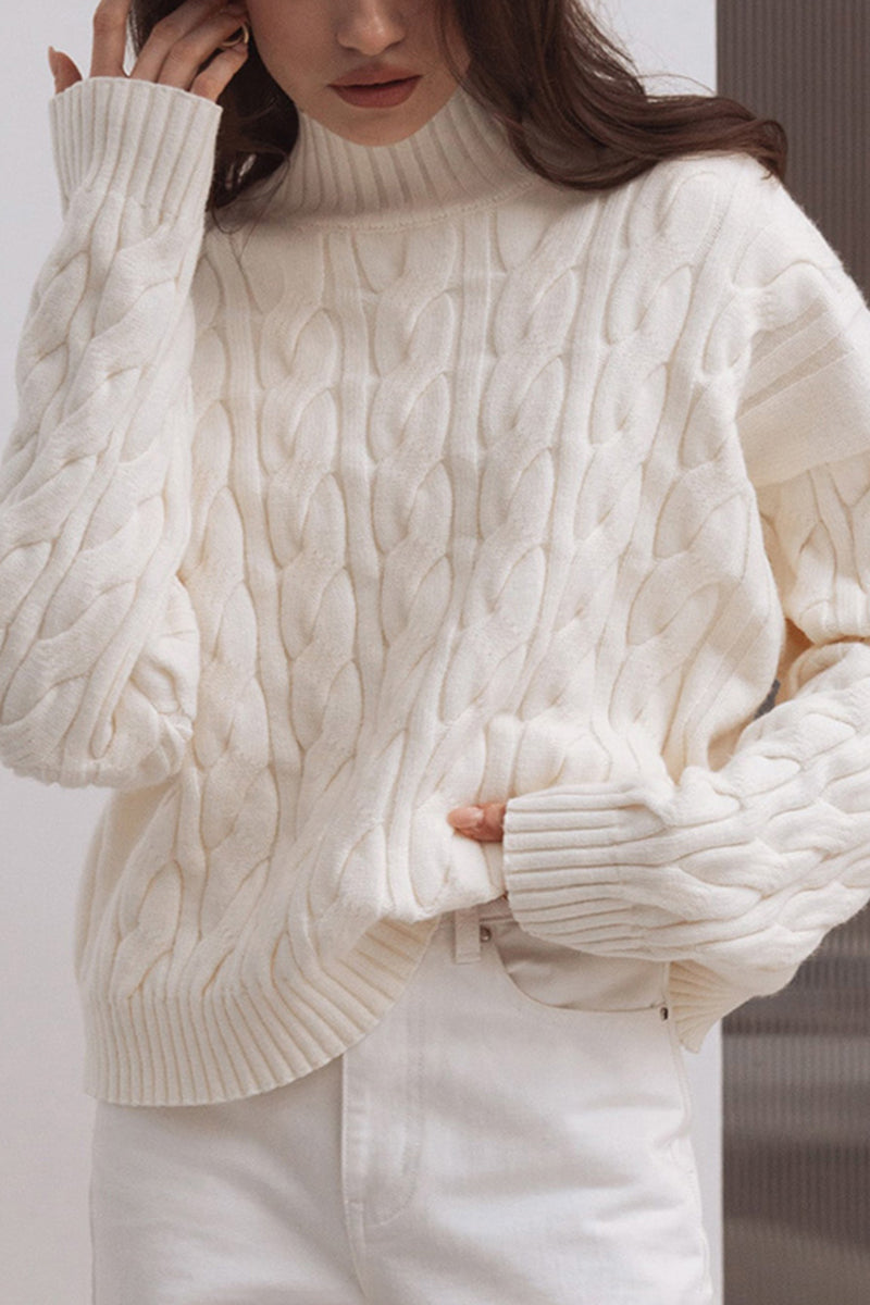 Cable Knit Mock Neck Sweater