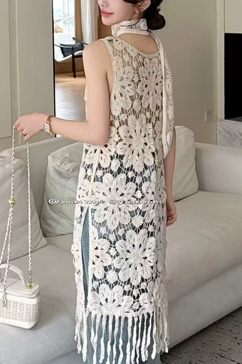 Floral Lace Fringe Casual Dress