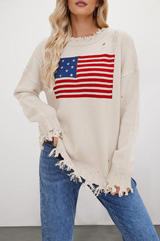 Distressed American Flag Sweater